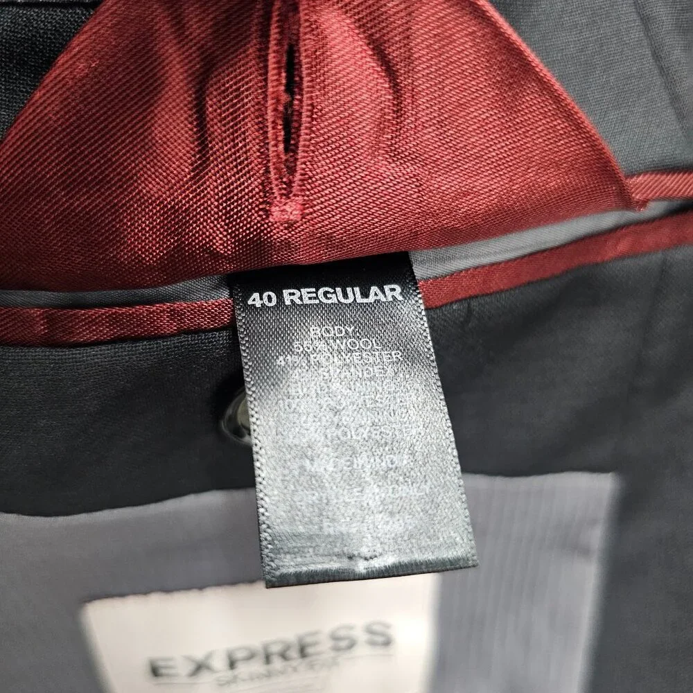 Express 40R Gray Solid 2-Button Sport Coat Blazer Jacket G166